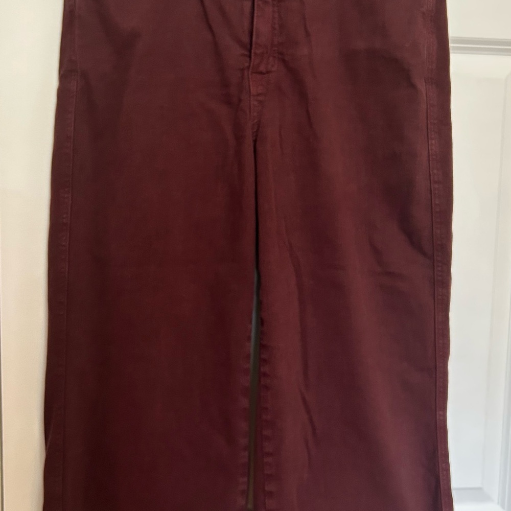 Judy Blue High Waisted Tummy Control Oxblood Red Wide Leg Cropped Jeans - Picture 6 of 11